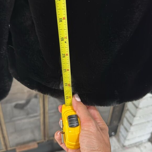 Donna Salyers Fabulous Fur Coat Jacket Full Zip Hoodie Black Pockets Oversized - Picture 6 of 8